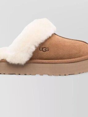 UGG Suede Slippers Shearling Lined Platform Soles Women Size EU 38/US 7